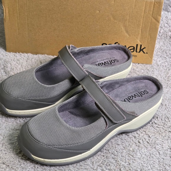 Softwalk Arcadia Grey Mary Jane Clogs Shoes Mules Women's 10M Comfort Shoes NIB - Picture 2 of 7